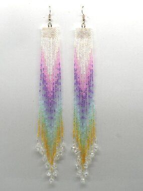 White Rainbow Waterfall Earrings